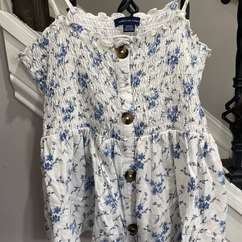 American Eagle Floral Button Tank Top